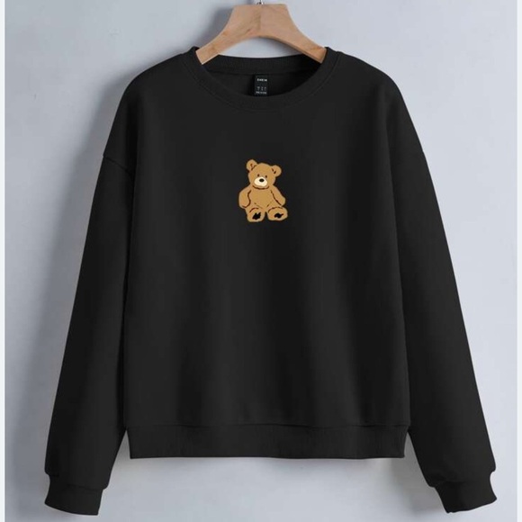 Black Sweater with Teddy Bear Design - Picture 1 of 3